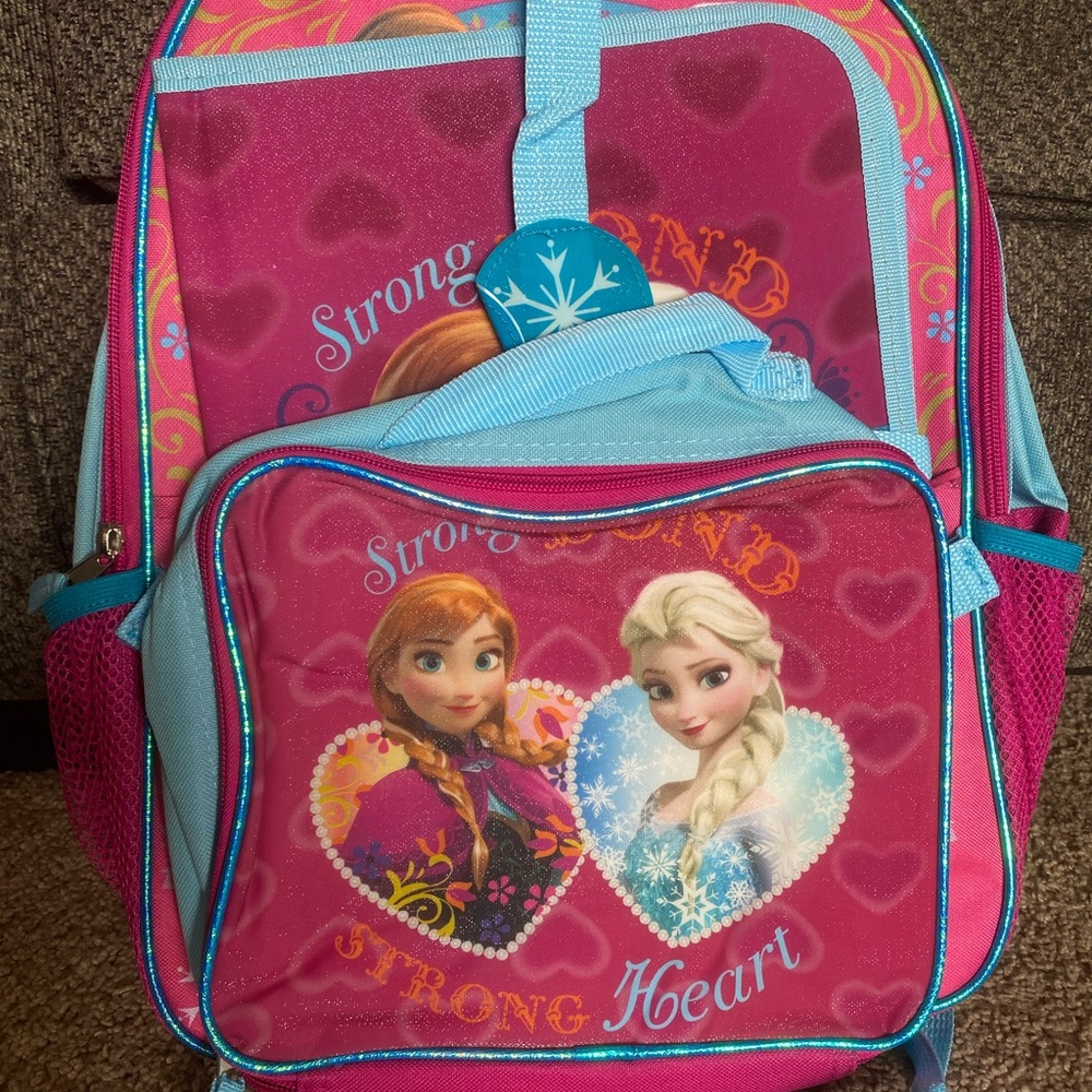 Disney frozen backpack with lunch box and folder! Brand new with tags